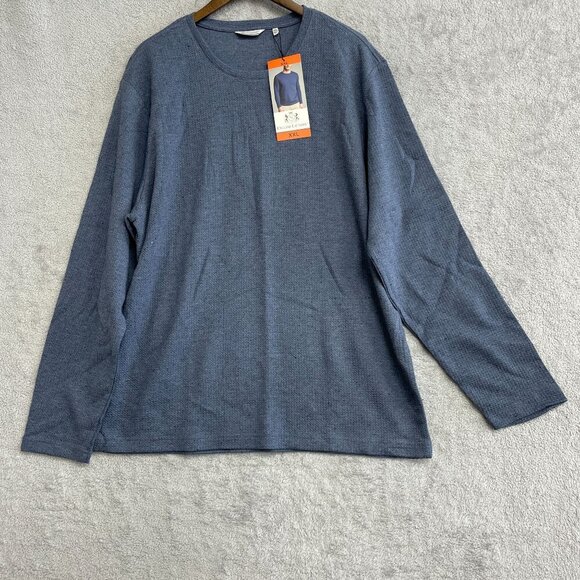 NEW English Laundry Men's XXL Long Sleeve Crew Neck Waffle Sweatshirt Blue - Picture 2 of 8